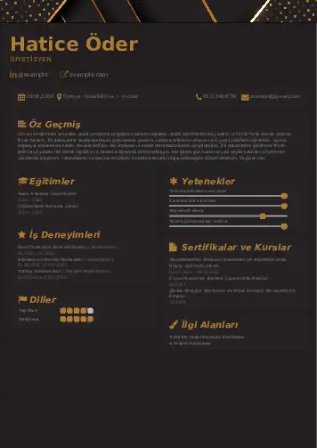 Beslenme Uzmanı Diyetisyen CV Örnekleri cv indir